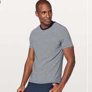 lululemon athletica Navy Striped Short Sleeve Tee